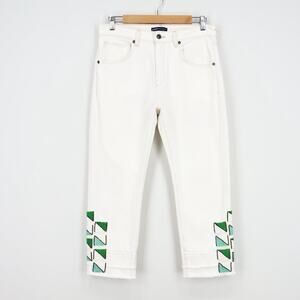 Levi's Made & Crafted Slim Crop Hand Beaded Straight Leg Jean In White Size 30